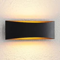 Arcchio Aplique de pared LED Jelle, 27 cm, negro/oro, arriba/abajo