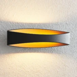Arcchio Aplique de pared LED Jelle, 44 cm, negro/oro, arriba/abajo