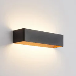Arcchio Aplique de pared LED Karam, 37 cm, negro, metal, arriba/abajo