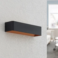 Arcchio Aplique de pared LED Karam, 37 cm, negro, metal, arriba/abajo