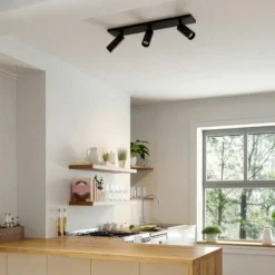 Arcchio Downlight Brinja Slim, negro, 3 luces GU10 MR11