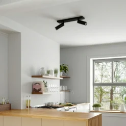Arcchio Downlight Brinja Slim, negro, 2 luces GU10 MR11