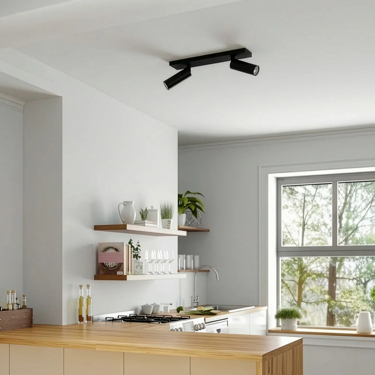Arcchio Downlight Brinja Slim, negro, 2 luces GU10 MR11