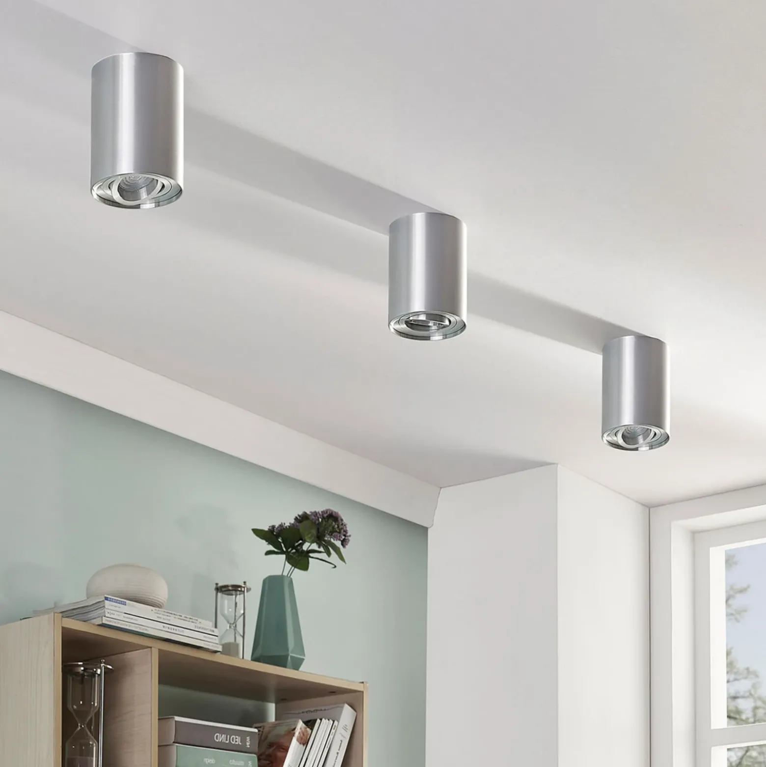 Arcchio downlight de techo Jolina, redondo, gris, 13 cm, metal