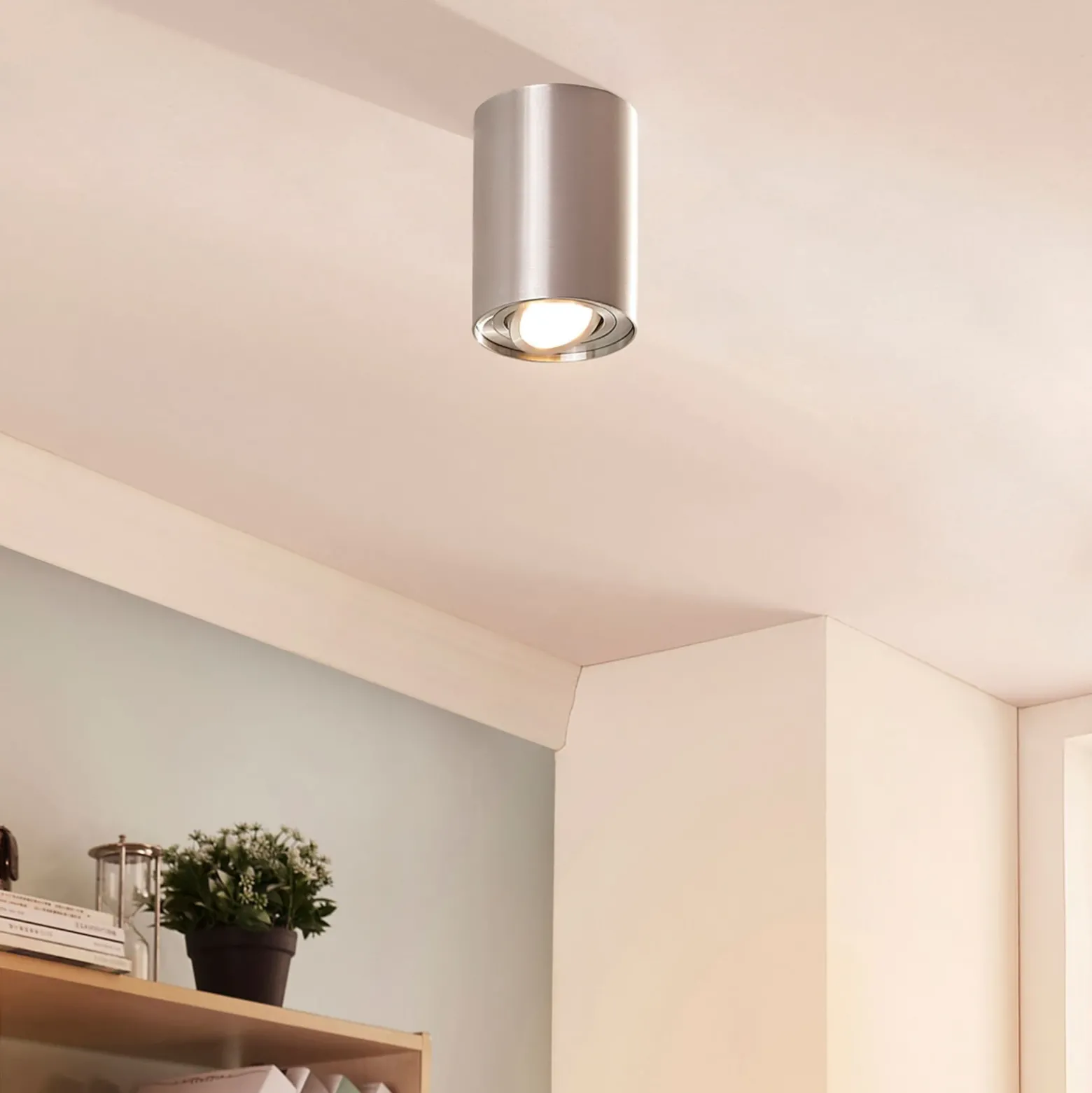 Arcchio downlight de techo Jolina, redondo, gris, 13 cm, metal