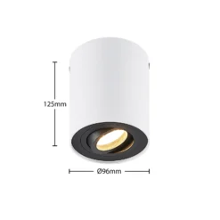 Arcchio downlight de techo Jolina, redondo, blanco/negro, 13 cm, metal