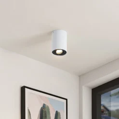 Arcchio downlight de techo Jolina, redondo, blanco/negro, 13 cm, metal
