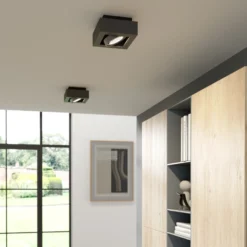 Arcchio downlight de techo Ronka, gris, 19 cm x 19 cm, GU10