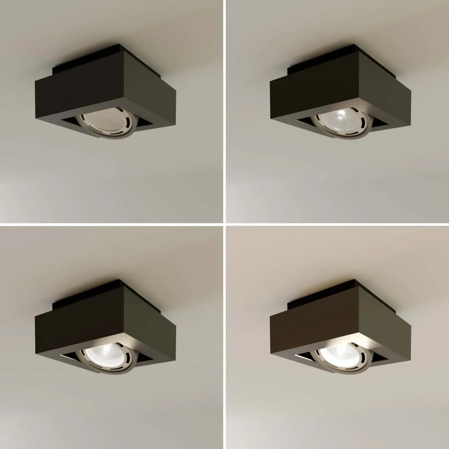 Arcchio downlight de techo Ronka, gris, 19 cm x 19 cm, GU10