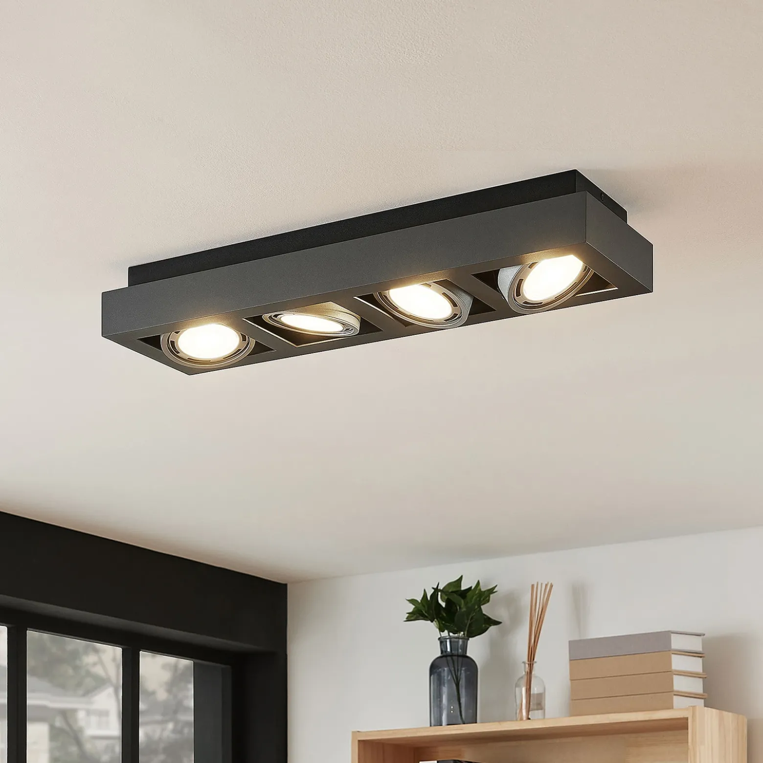 Arcchio downlight de techo Ronka, 65 cm, 4 luces, gris, GU10
