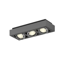 Arcchio downlight de techo Ronka, 50 cm, 3 luces, gris, GU10