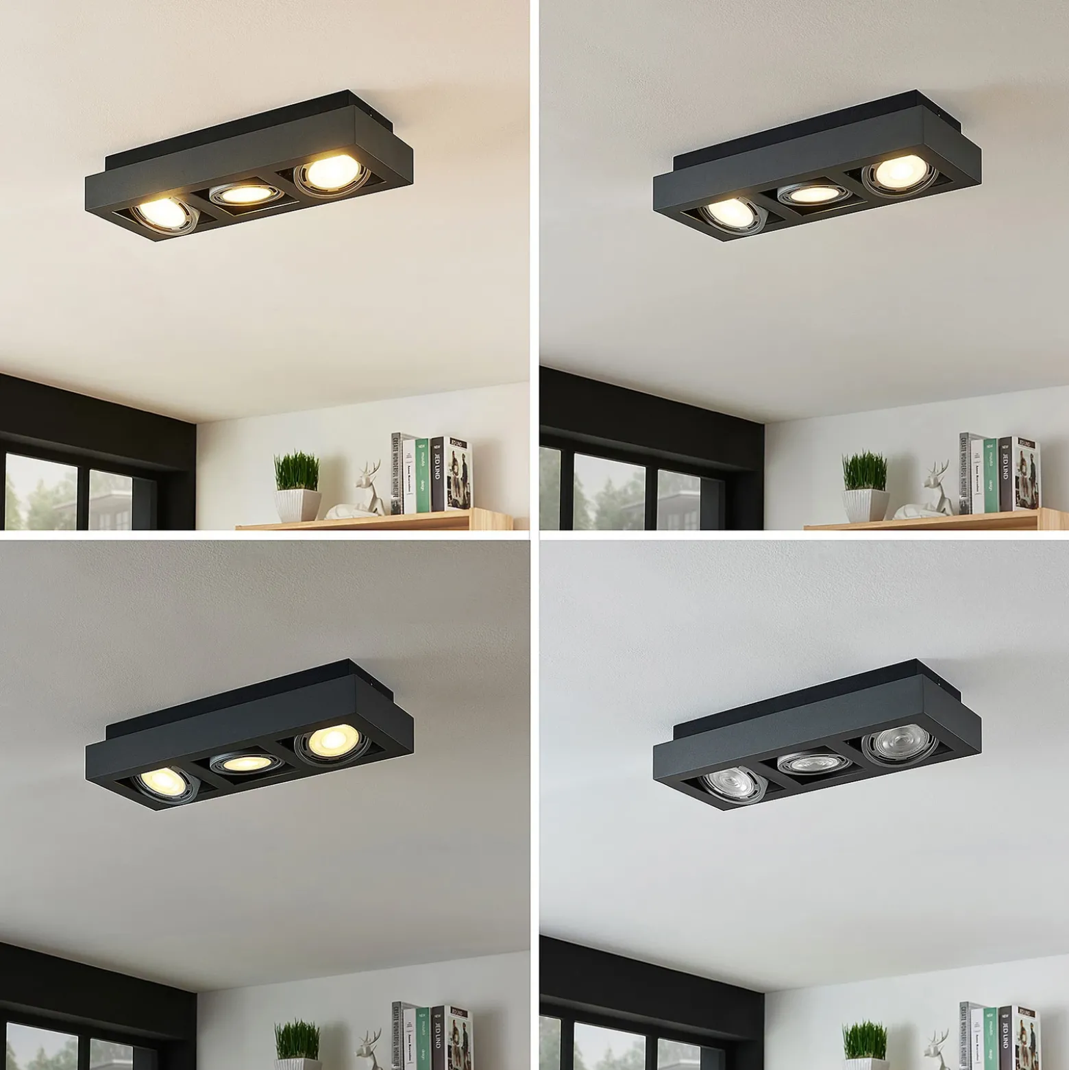 Arcchio downlight de techo Ronka, 50 cm, 3 luces, gris, GU10