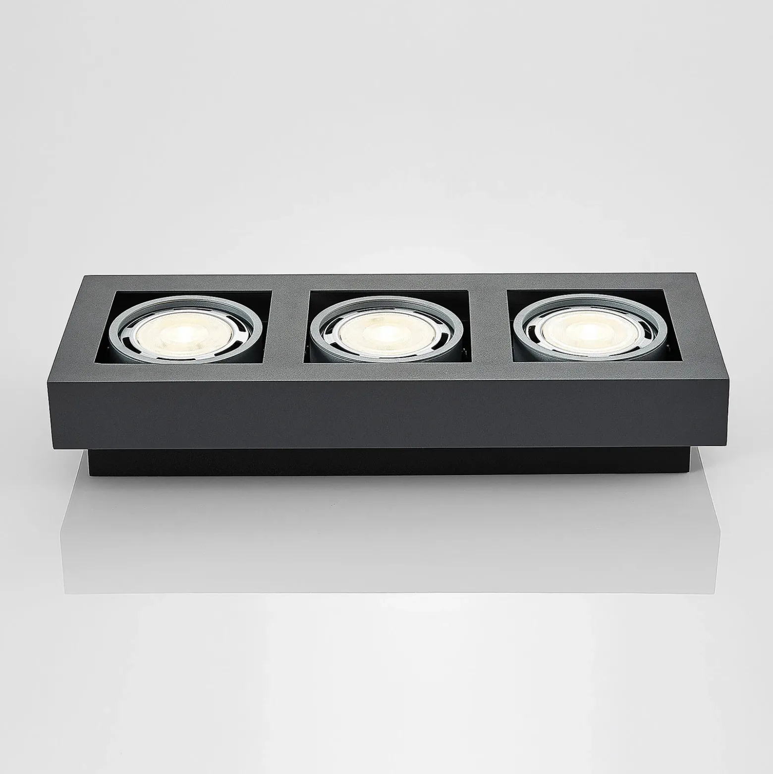 Arcchio downlight de techo Ronka, 50 cm, 3 luces, gris, GU10