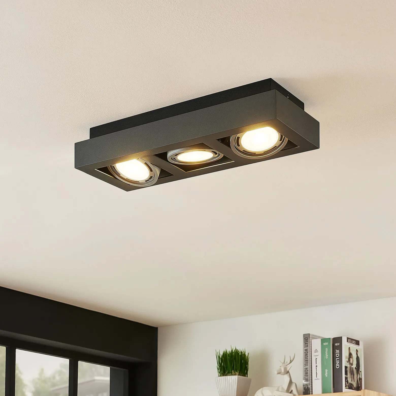 Arcchio downlight de techo Ronka, 50 cm, 3 luces, gris, GU10