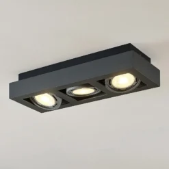 Arcchio downlight de techo Ronka, 50 cm, 3 luces, gris, GU10