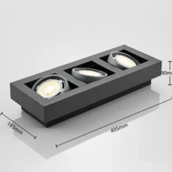 Arcchio downlight de techo Ronka, 50 cm, 3 luces, gris, GU10