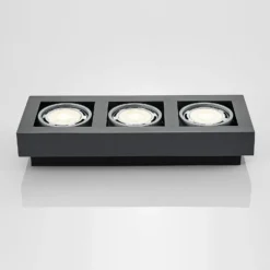 Arcchio downlight de techo Ronka, 50 cm, 3 luces, gris, GU10