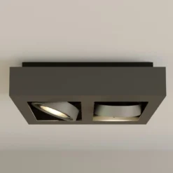 Arcchio downlight de techo Ronka, 34 cm, 2 luces, gris, GU10