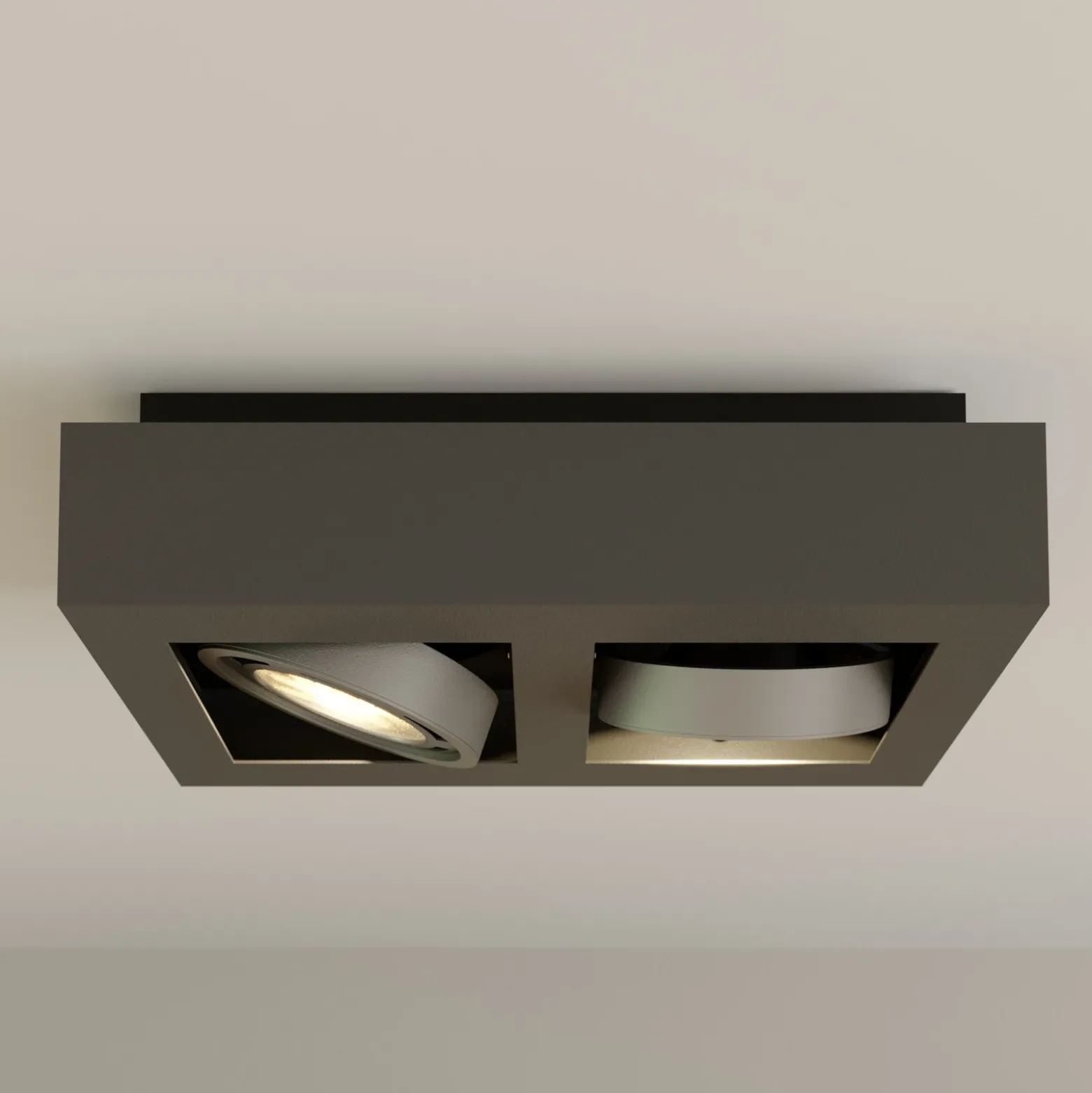 Arcchio downlight de techo Ronka, 34 cm, 2 luces, gris, GU10