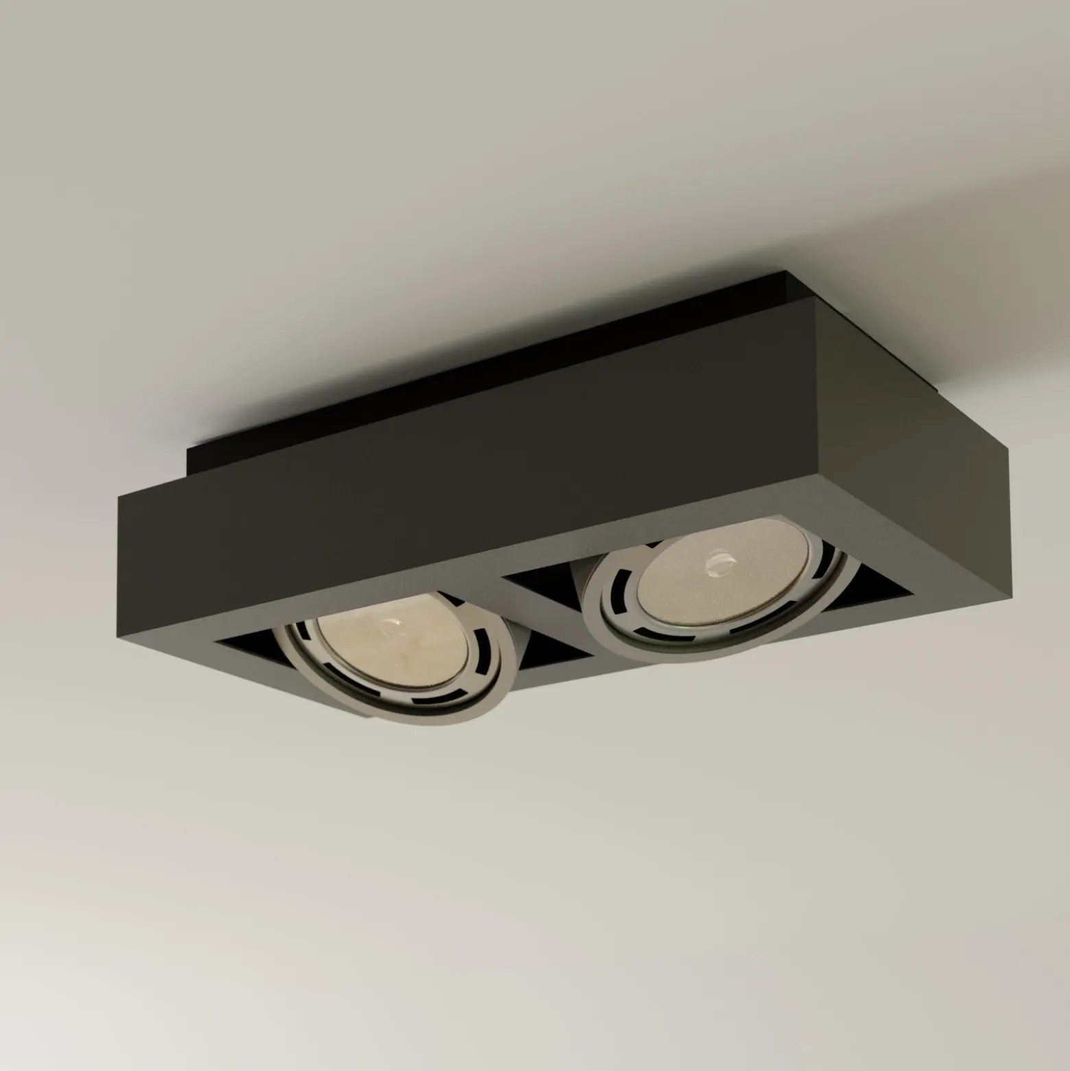 Arcchio downlight de techo Ronka, 34 cm, 2 luces, gris, GU10