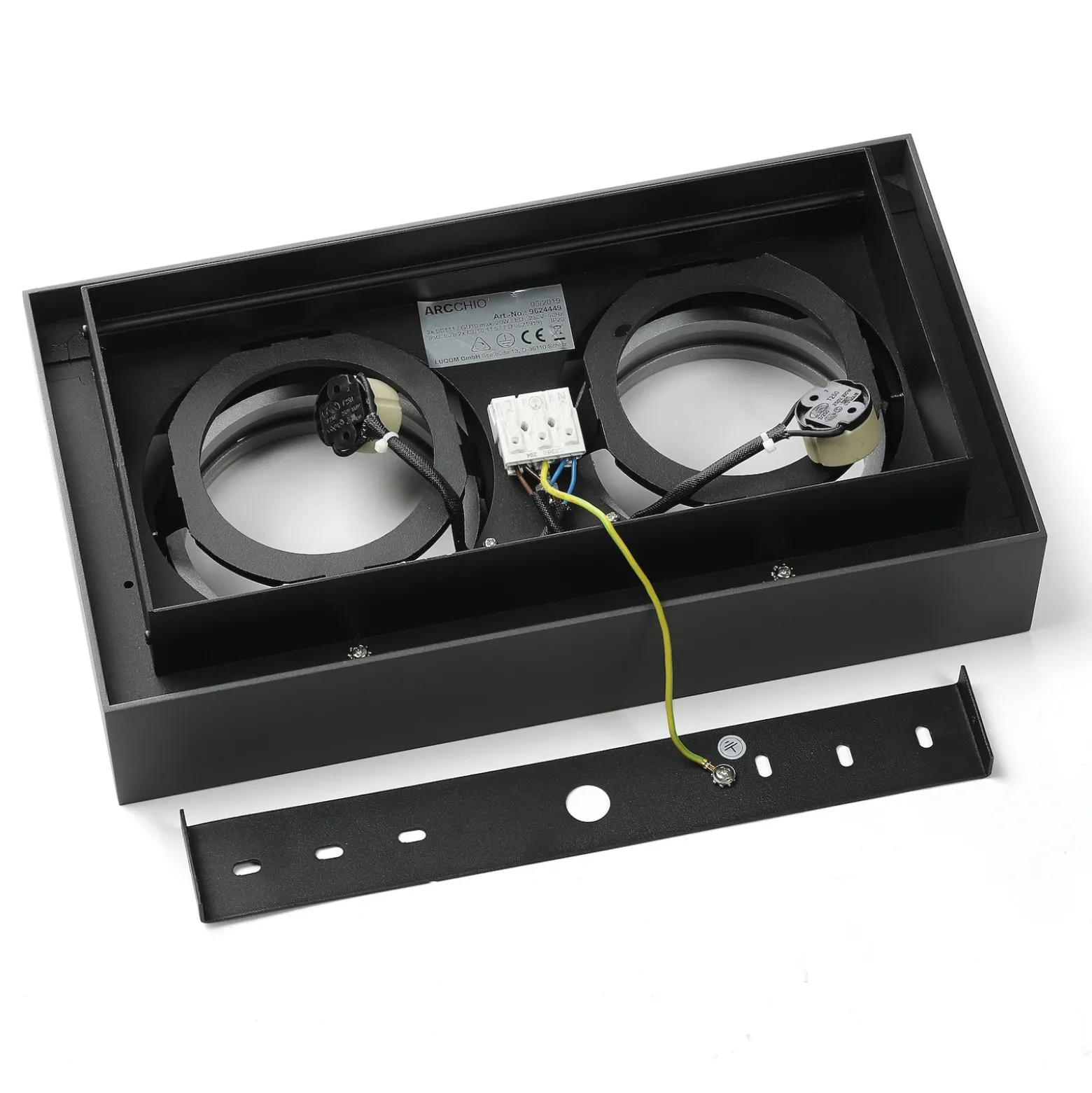 Arcchio downlight de techo Ronka, 34 cm, 2 luces, gris, GU10