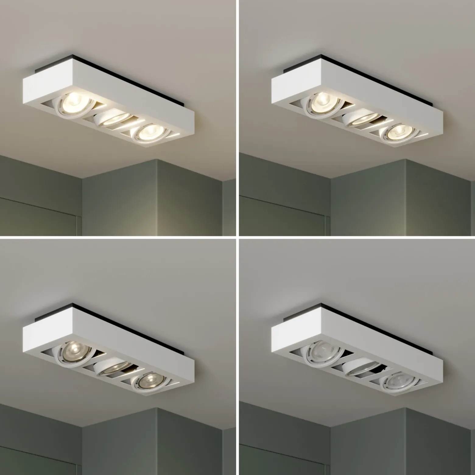 Arcchio downlight de techo Ronka, 50 cm, 3 luces, blanco, GU10