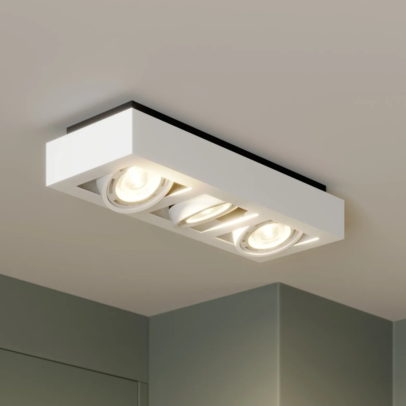 Arcchio downlight de techo Ronka, 50 cm, 3 luces, blanco, GU10