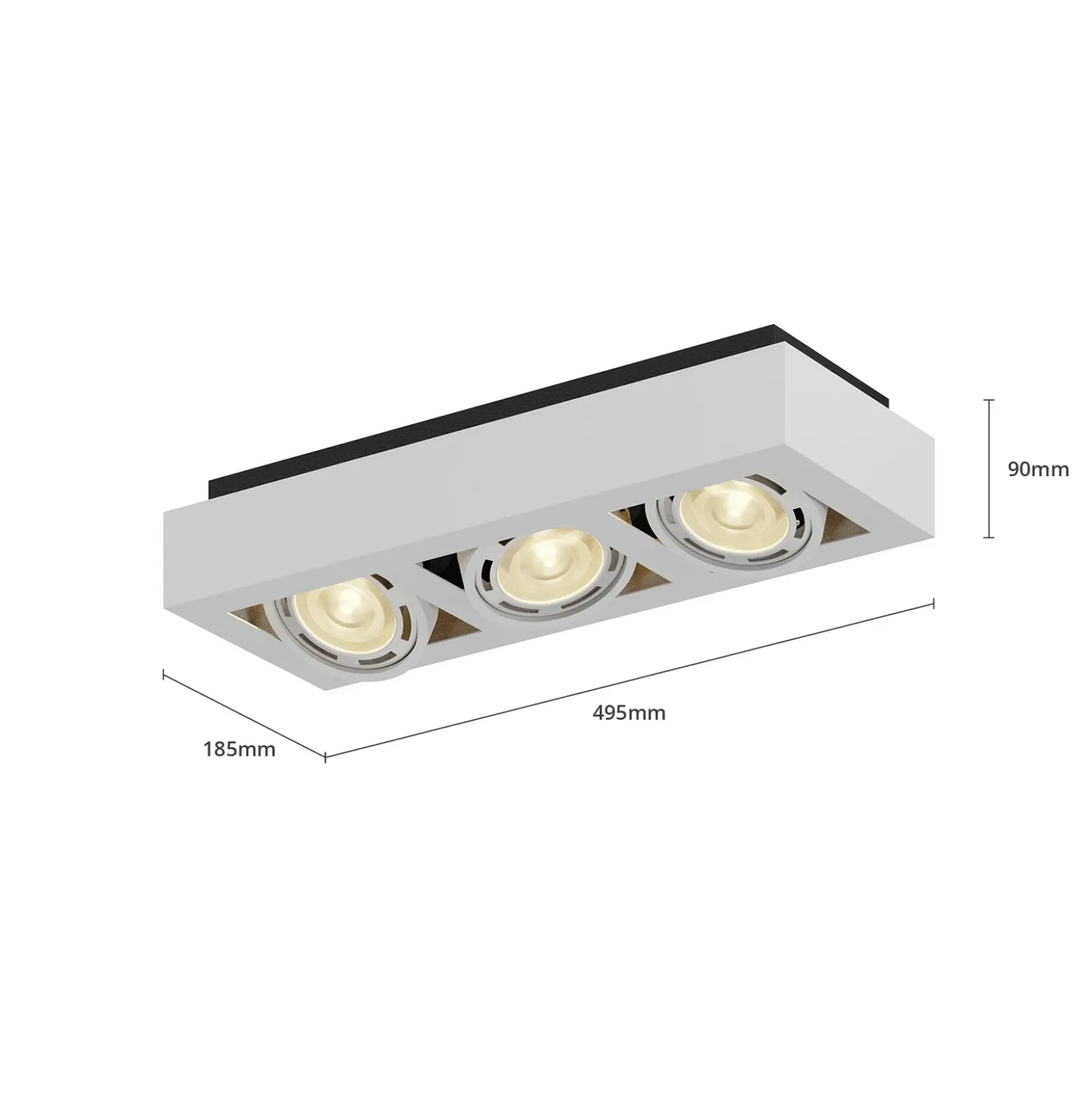 Arcchio downlight de techo Ronka, 50 cm, 3 luces, blanco, GU10
