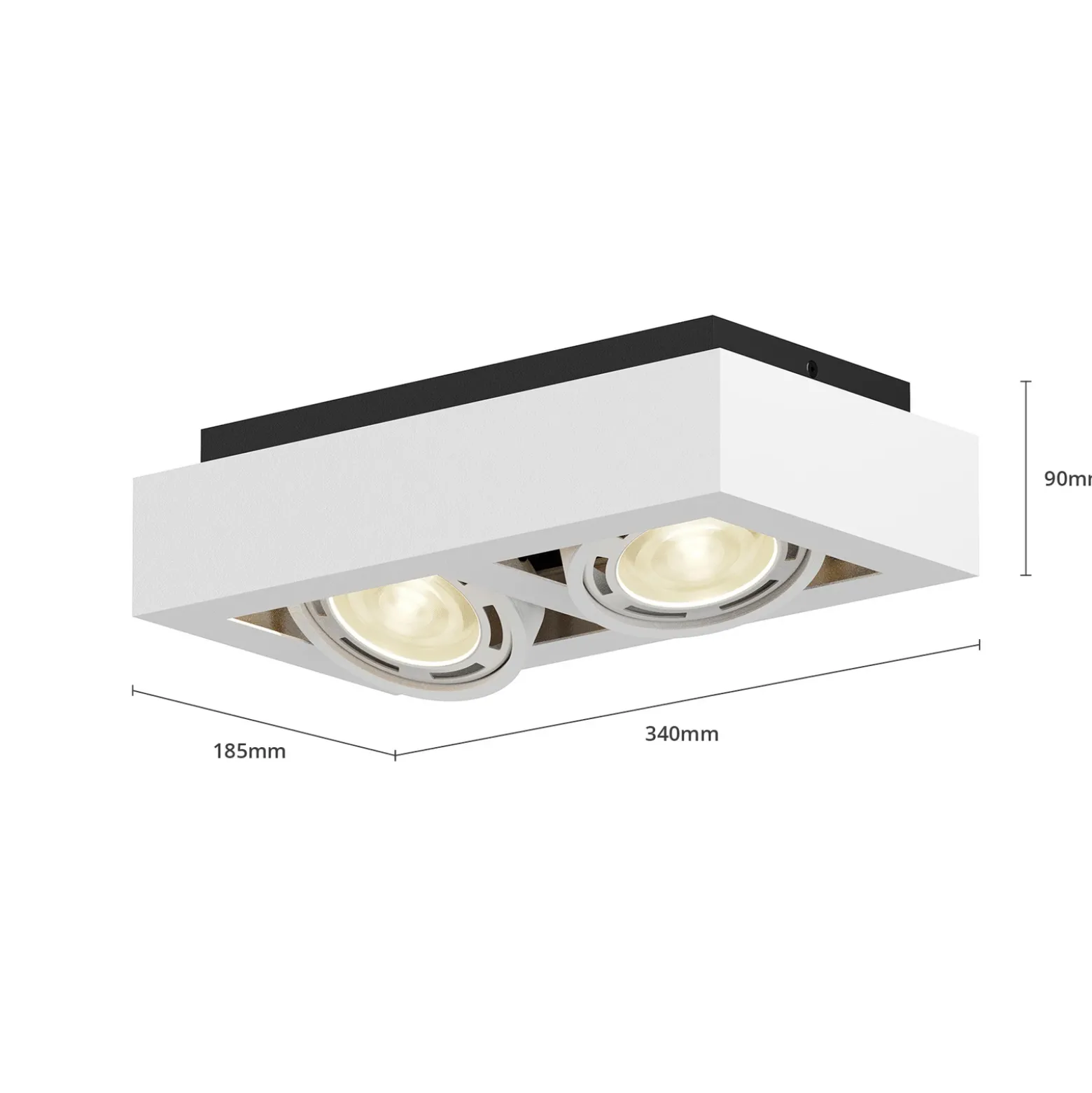 Arcchio downlight de techo Ronka, 34 cm, 2 luces, blanco, GU10