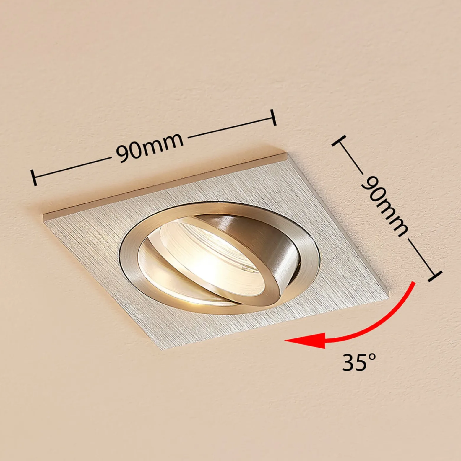 Arcchio downlight empotrable Sophia, aluminio, angular