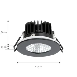 Arcchio downlight LED Lirin, negro, 3.000K