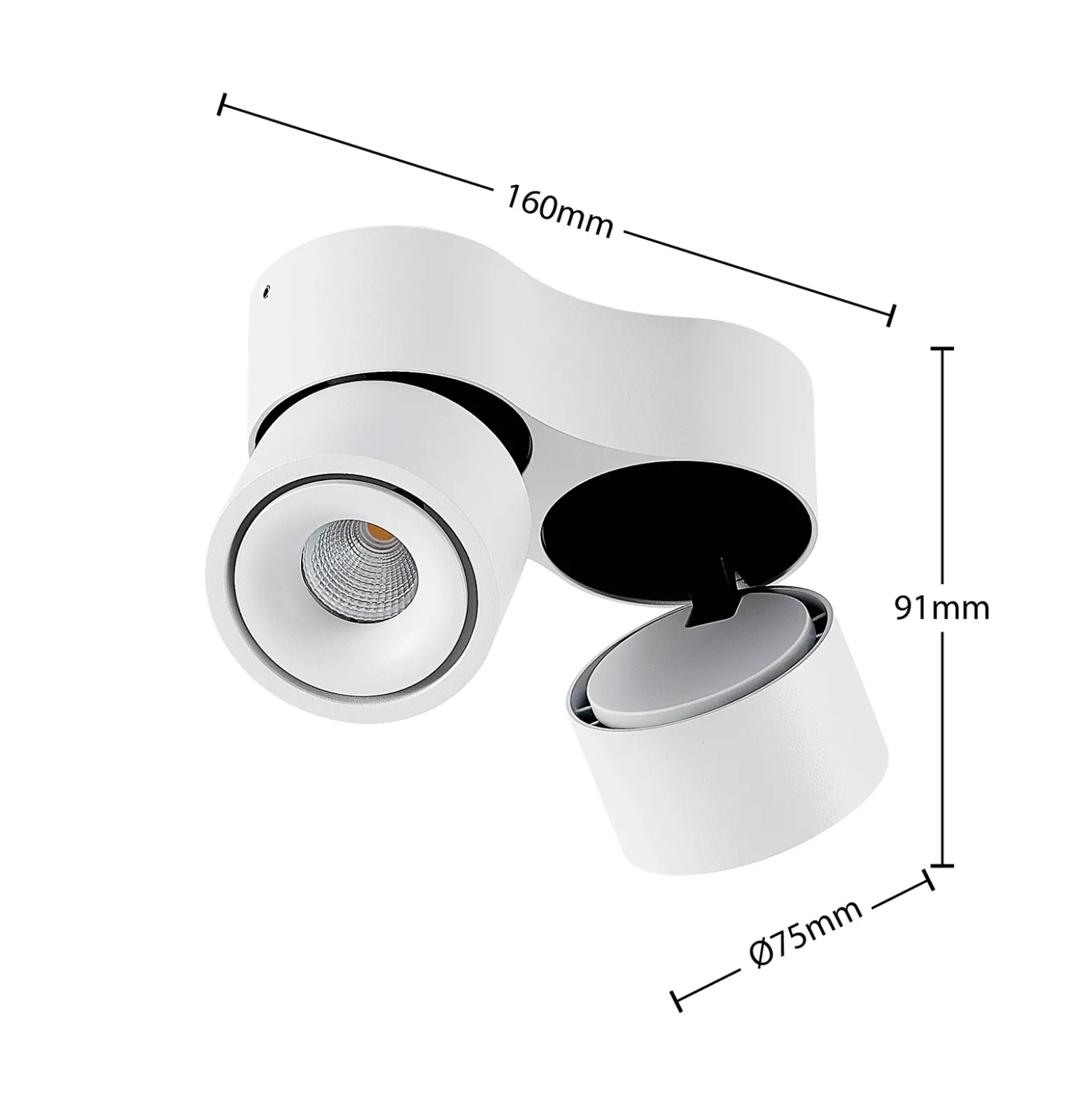 Arcchio downlight LED Rotari, blanco, 2 luces, 1362 lm