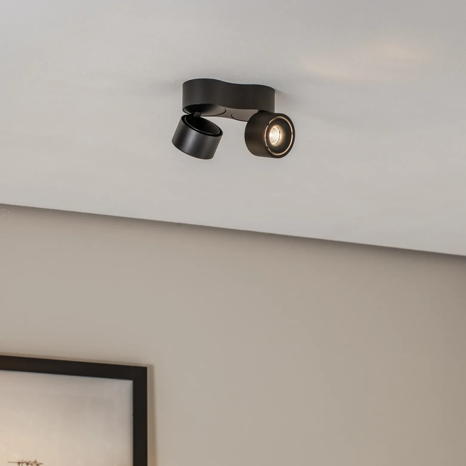 Arcchio Downlight LED Rotari, 1240 lm, 2 luces, negro