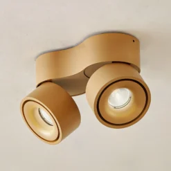 Arcchio Downlight LED Rotari, marrón, 2 luces, 8,9W