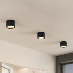 Arcchio downlight Nieva, G9, negro, redondo, Ø 10cm, metal