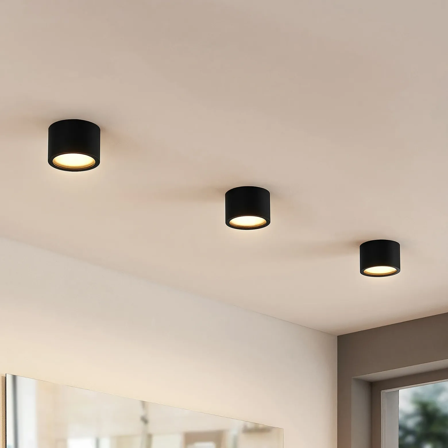 Arcchio downlight Nieva, GX53, negro, redondo, Ø 10cm, metal