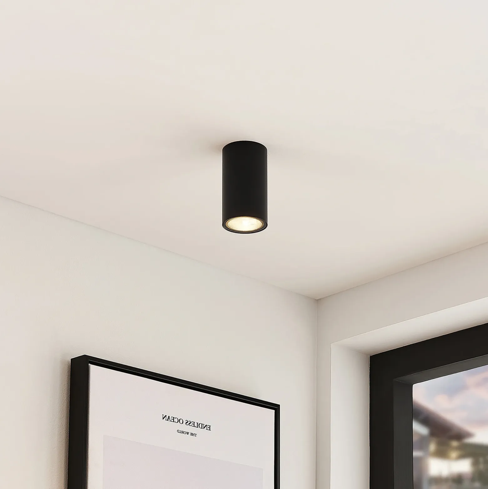 Arcchio downlight Olivir, negro, metal, Ø 6cm, GU10, IP44