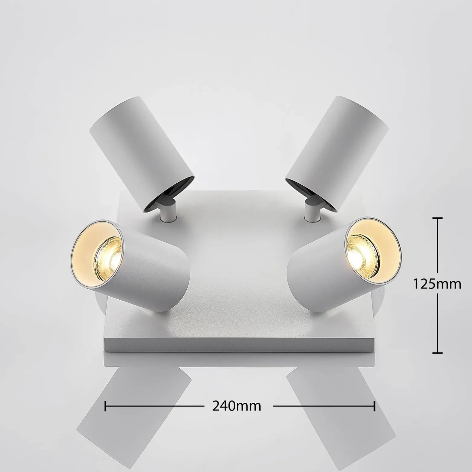 Arcchio Foco Brinja, blanco, angular, Ø 6 cm, 4 luces, GU10