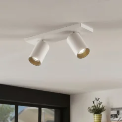 Arcchio Foco Brinja, blanco, angular, Ø 6 cm, 2 luces, GU10