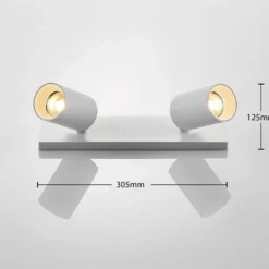 Arcchio Foco Brinja, blanco, angular, Ø 6 cm, 2 luces, GU10