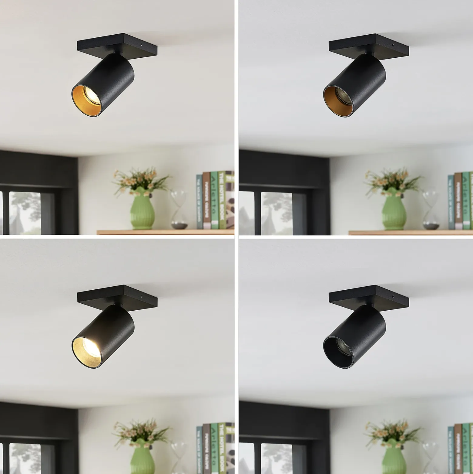 Arcchio Foco Brinja, negro, angular, Ø 6 cm, 1 luz, GU10