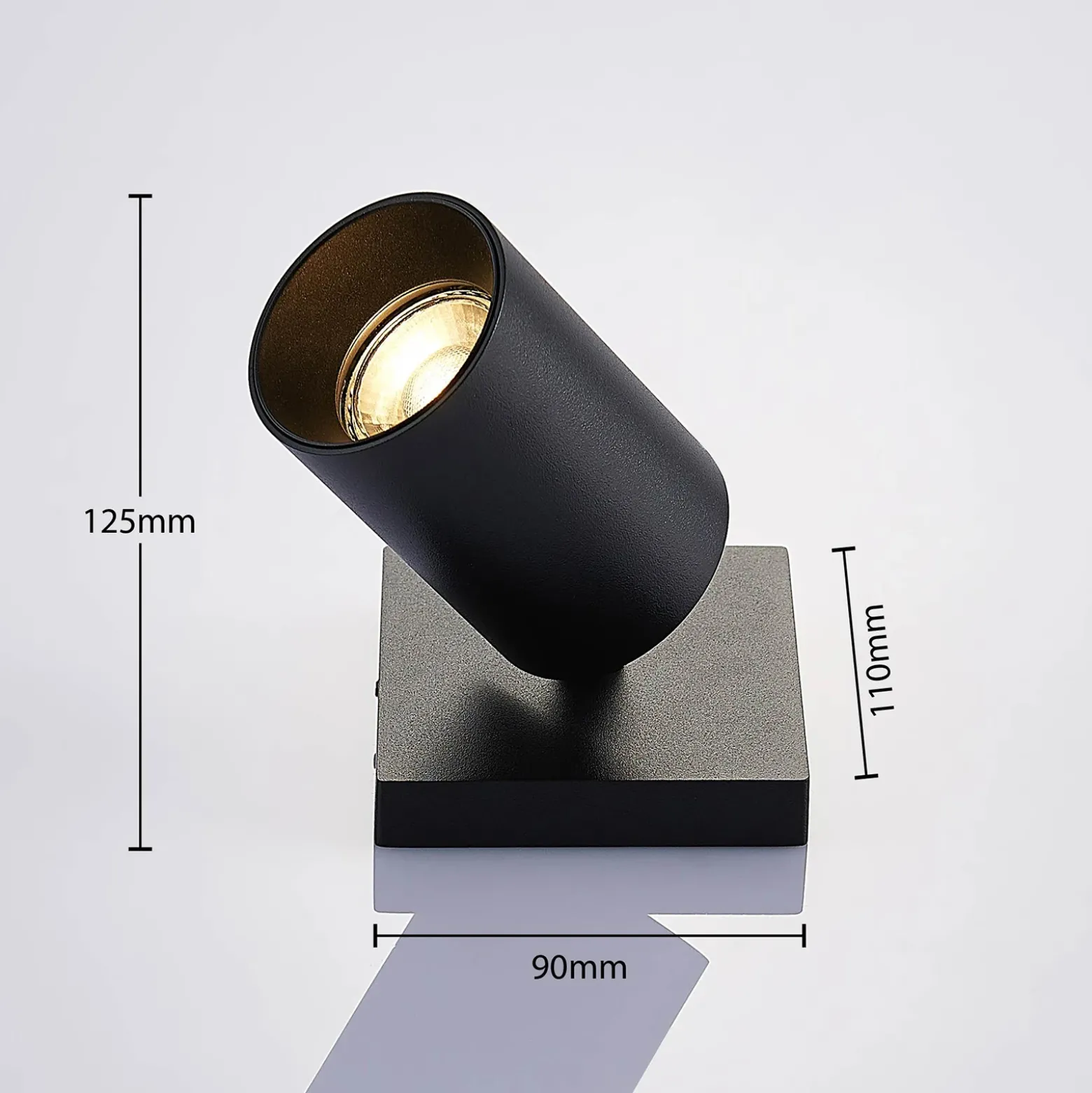 Arcchio Foco Brinja, negro, angular, Ø 6 cm, 1 luz, GU10