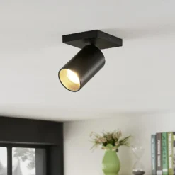 Arcchio Foco Brinja, negro, angular, Ø 6 cm, 1 luz, GU10