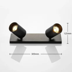 Arcchio Foco Brinja, negro, angular, Ø 6 cm, 2 figuras, GU10
