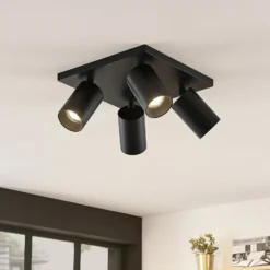Arcchio Foco Brinja, negro, angular, Ø 6 cm, 4 luces, GU10