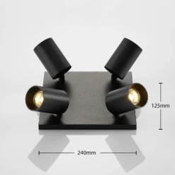 Arcchio Foco Brinja, negro, angular, Ø 6 cm, 4 luces, GU10