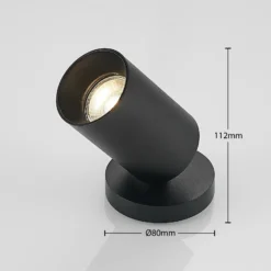 Arcchio Foco Brinja, negro, redondo, 12 cm de alto, Ø 6 cm