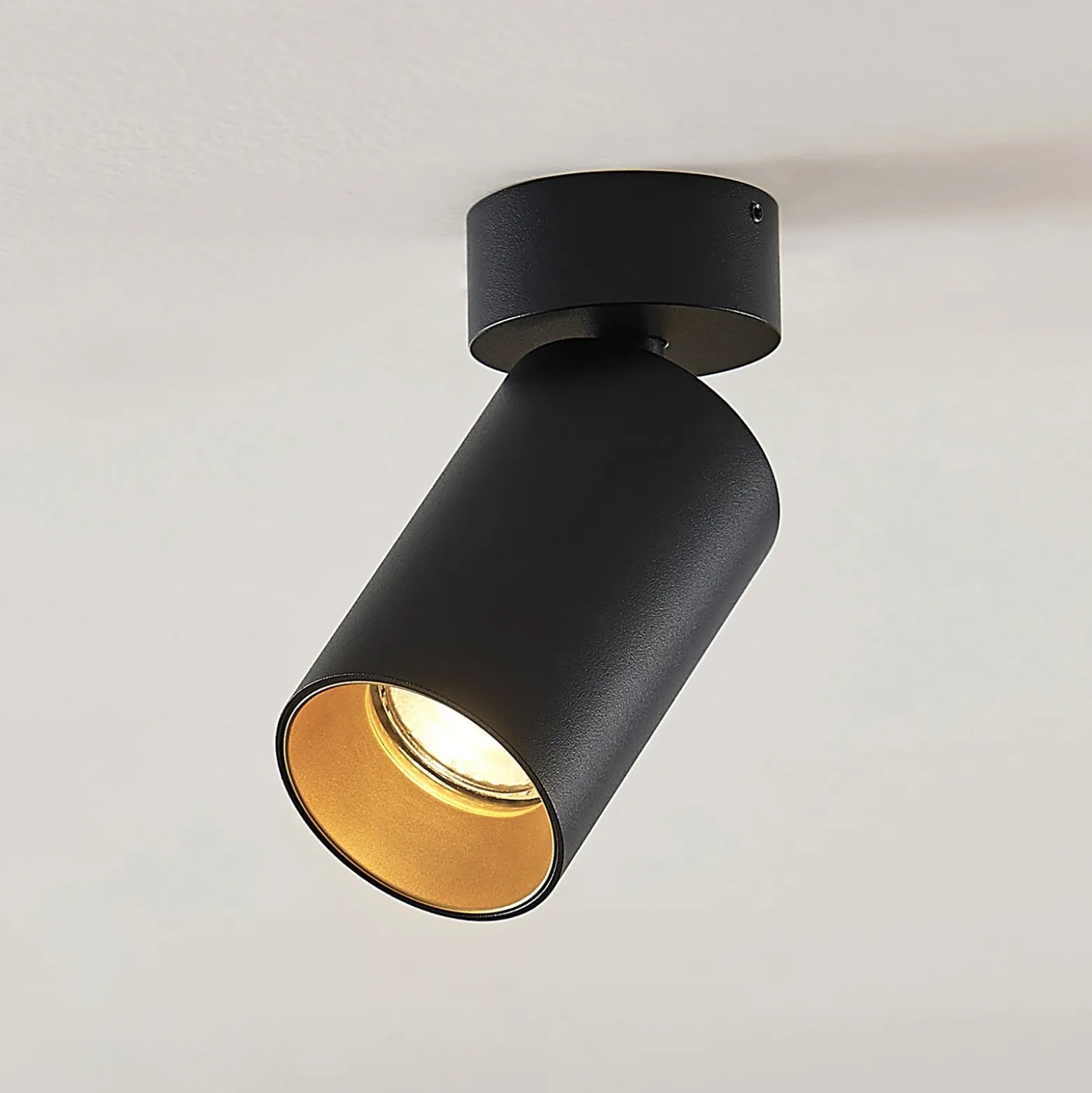 Arcchio Foco Brinja, negro, redondo, 13 cm de alto, Ø 6 cm