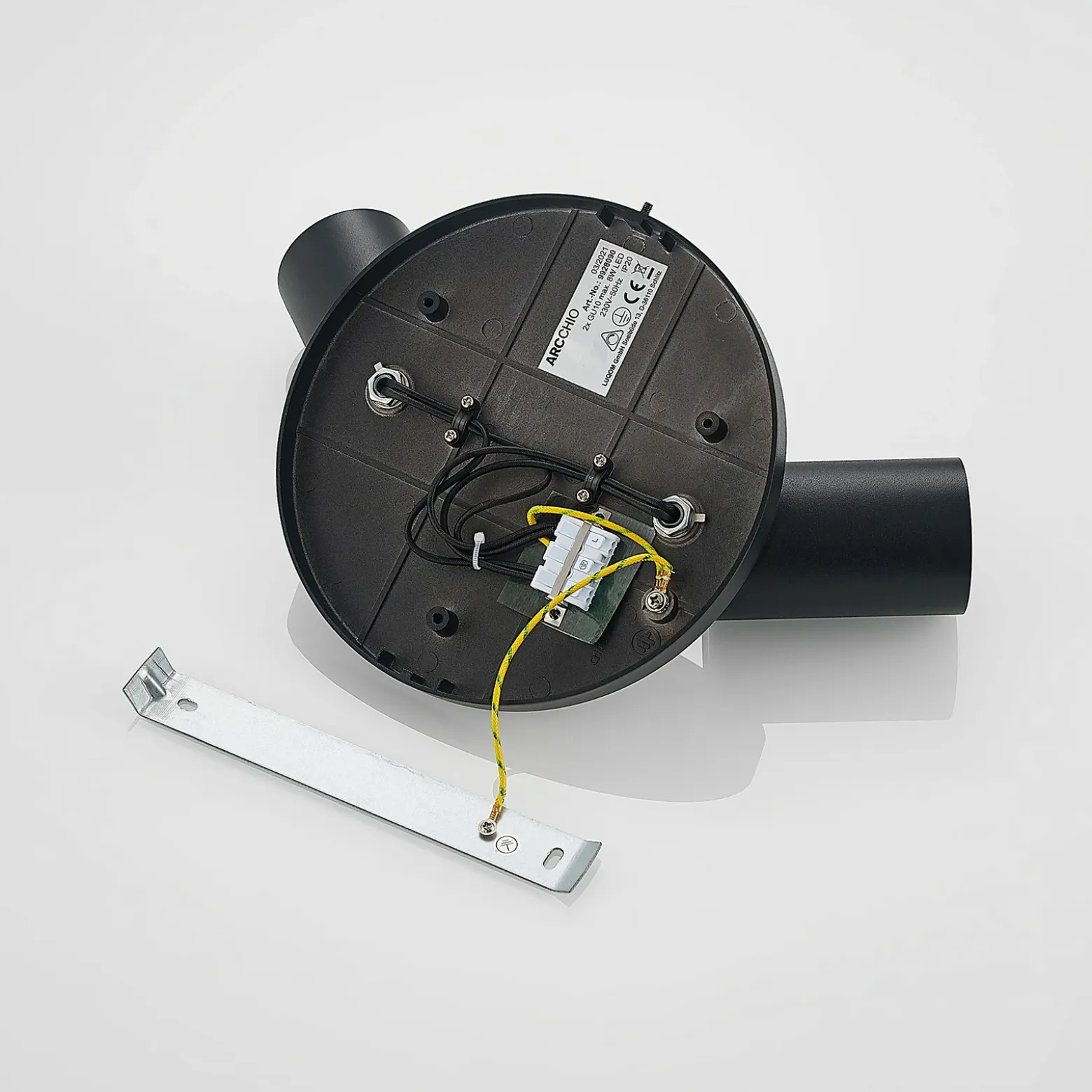 Arcchio Foco Brinja, negro, redondo, Ø 6 cm, 2 luces, GU10