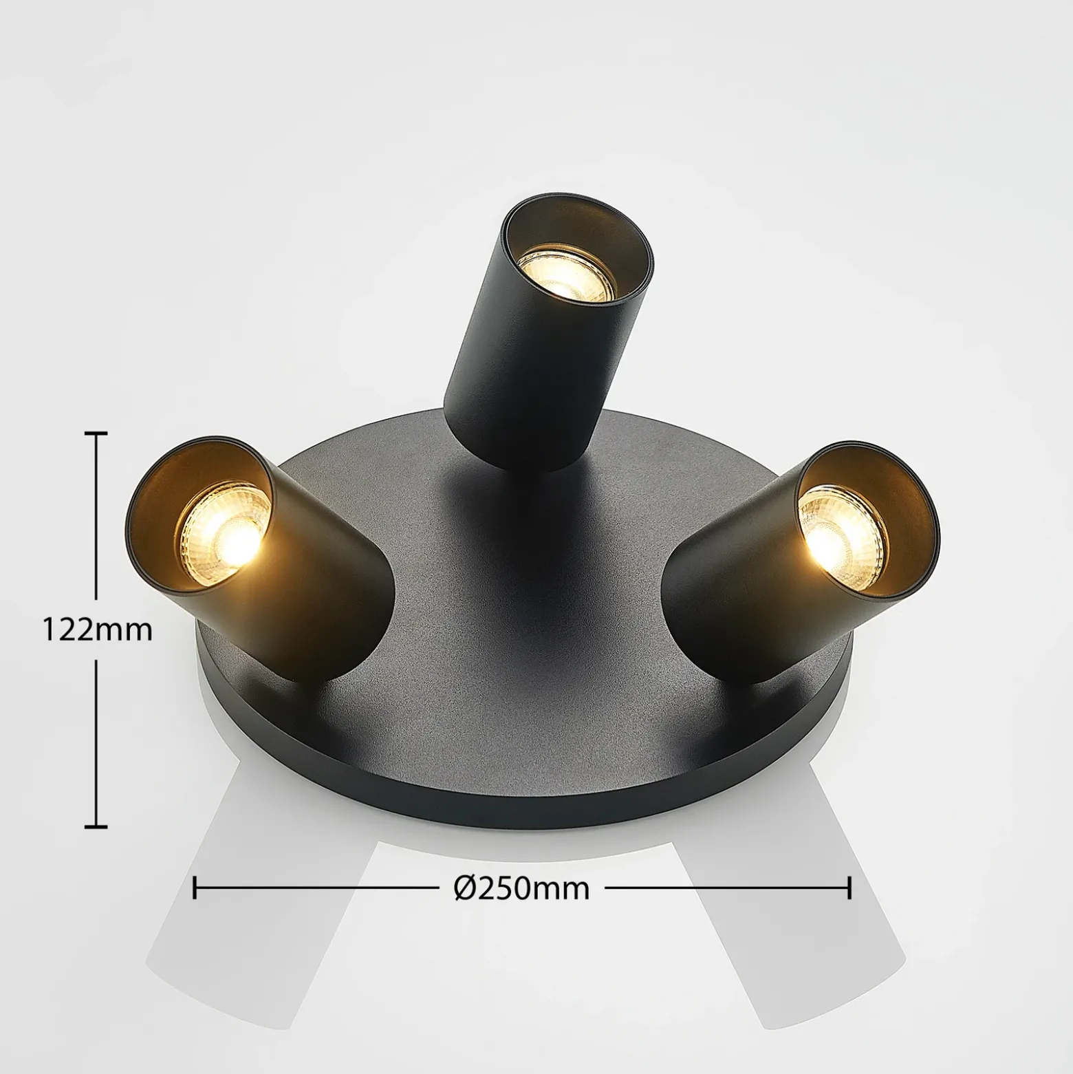 Arcchio Foco Brinja, negro, redondo, Ø 6 cm, 3 luces, GU10